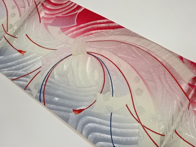 束ね熨斗に桜模様織出し袋帯